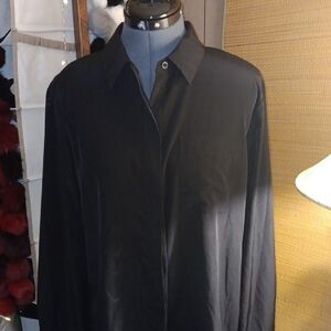 Nine West Black Button-Front Blouse